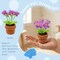 Wrapables Crochet Artificial Flowers, Knitted Potted Plants For Home and Office Decoration, Forget Me Not Purple
